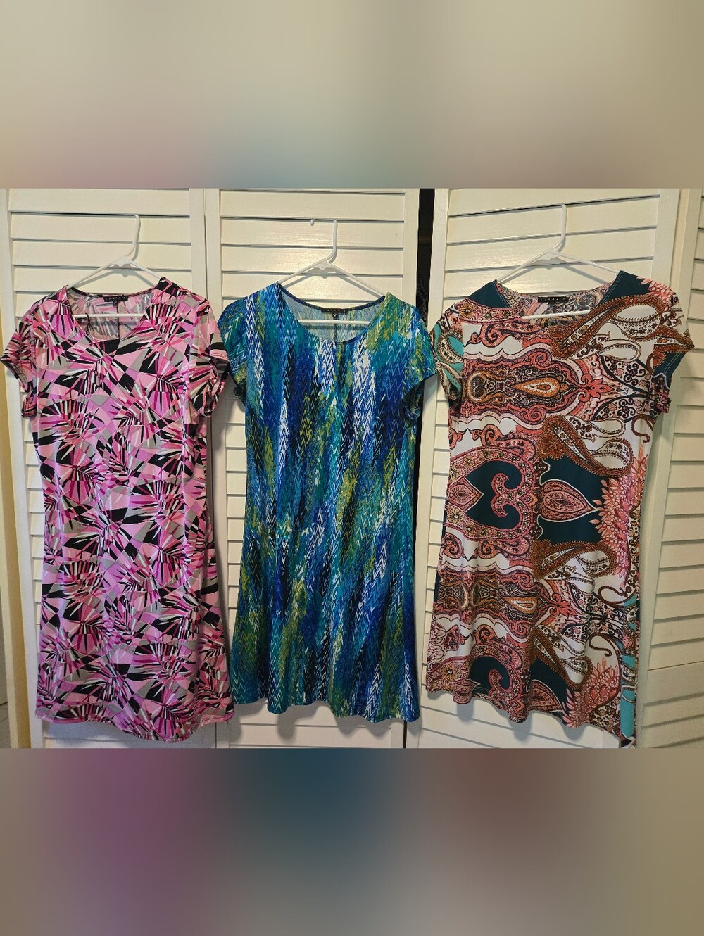 Colorful Patterned Dress Bundle Of 3  Short Sleeve Women’s Dress